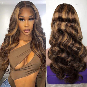 Highlight-Wig-Piano-Colored-4-27-Ombre-Honey-Blonde-Body-Wave-Hair-4x4-Transparent-Lace-Closure-Wigs-PrePluked