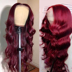 Burgundy-99J-body-wave-lace-front-wig-180%-density-transparent-human-hair-wigs-colored-wigs