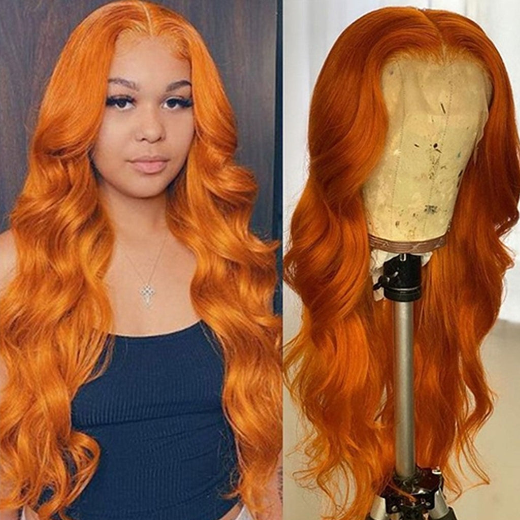 Orange-Ginger-color-13x4-lace-front-wig-for-black-women-preplucked-colored-lace-frontal-wig